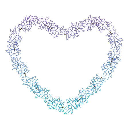 beautiful flower and leafs heart shaped frame vector illustration designのイラスト素材