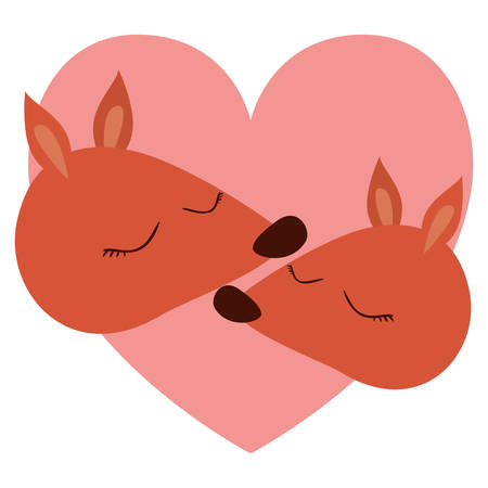 wild chipmunks couple in heart vector illustration designのイラスト素材