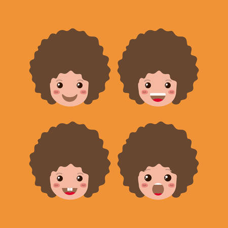 little boys emoticon set kawaii characters vector illustration designのイラスト素材