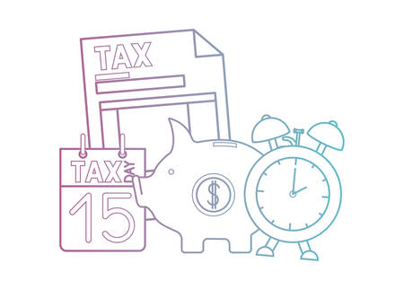 tax document with piggy and calendar vector illustration designのイラスト素材