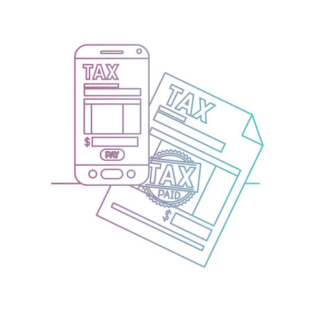 smartphone with tax on line and documents vector illustration designのイラスト素材
