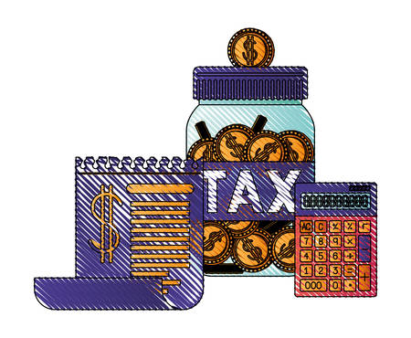 jar taxes with calculator and document vector illustration designのイラスト素材