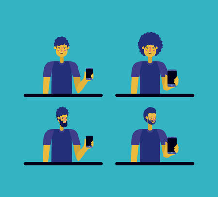 group of men using smartphone vector illustration designのイラスト素材