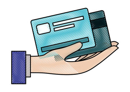 hand with credit cards vector illustration designのイラスト素材
