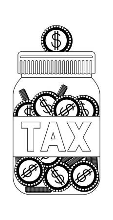 jar with tax and coins vector illustration designのイラスト素材