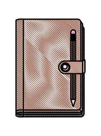 diary closed with pencil vector illustration designのイラスト素材