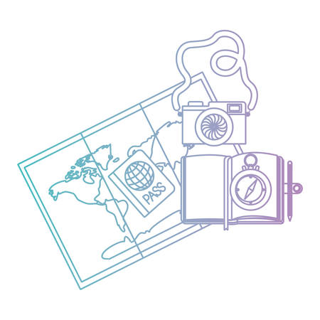 paper map with travel around world icons vector illustration designのイラスト素材