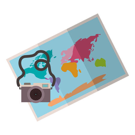 paper map with travel around world icons vector illustration designのイラスト素材
