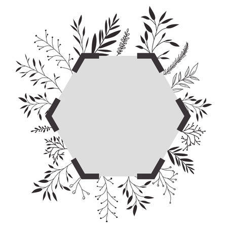 leafs hexagonal frame decorative vector illustration designのイラスト素材
