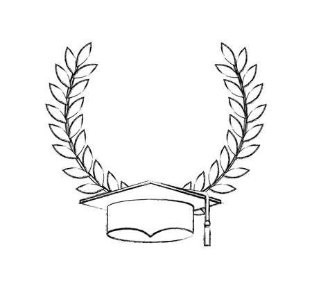 hat graduation with wreath crown vector illustration designのイラスト素材