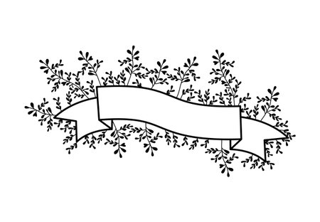 tape frame with leafs vector illustration designのイラスト素材