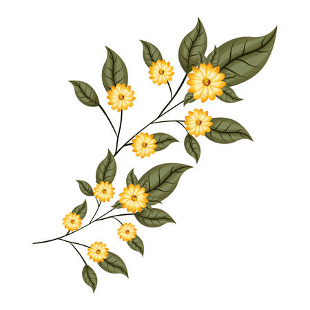 beautiful flower and leafs garden vector illustration designのイラスト素材