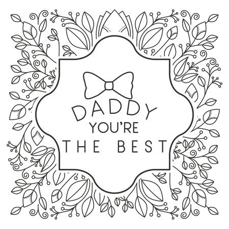 fathers day frame with leafs and bowntie vector illustration designのイラスト素材