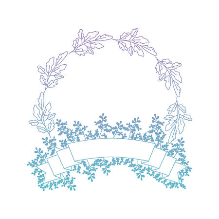 crown leafs and ribbon circular frame vector illustration designのイラスト素材