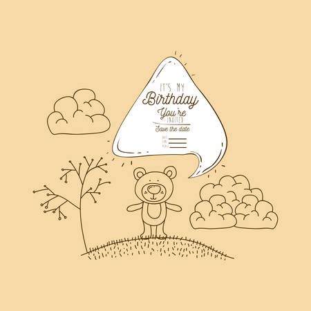 my birthday card hand draw animal vector illustration designのイラスト素材