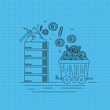 bitcoin mining set icons vector illustration designのイラスト素材