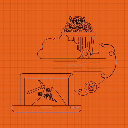 bitcoin mining set icons vector illustration designのイラスト素材