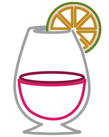 cocktail cup with citrus fruit vector illustration designのイラスト素材