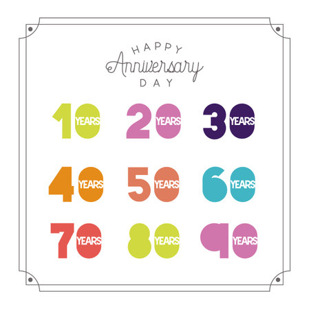 happy Anniversary card with decades vector illustration designのイラスト素材