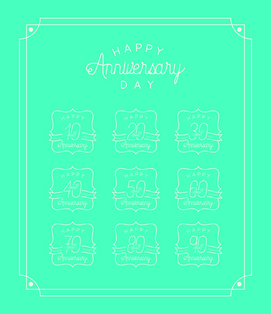 happy Anniversary card with decades vector illustration designのイラスト素材