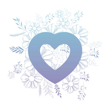 heart love with floral decoration vector illustration designのイラスト素材