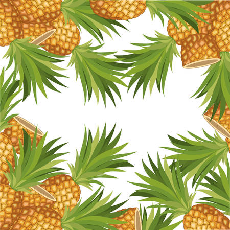 pineapple fresh fruit pattern background vector illustration designのイラスト素材