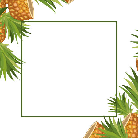 pineapple fresh fruit frame vector illustration designのイラスト素材