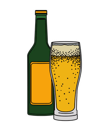 glass with beverage and bottle vector illustration designのイラスト素材