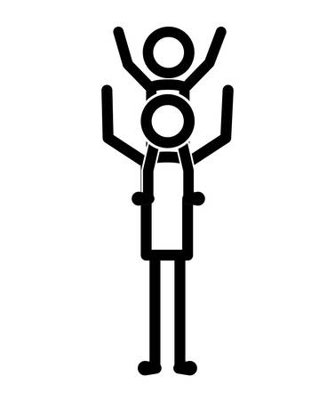 father with son figures silhouettes vector illustration designのイラスト素材