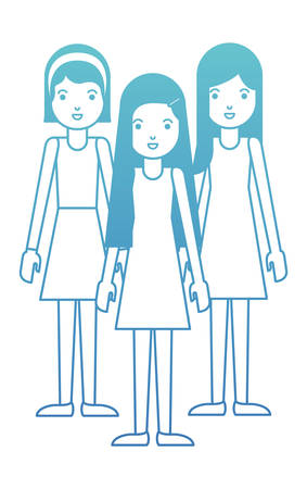 group of women with diferents styles charactersのイラスト素材