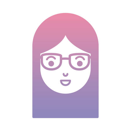 beautiful and young woman head with glasses vector illustration designのイラスト素材