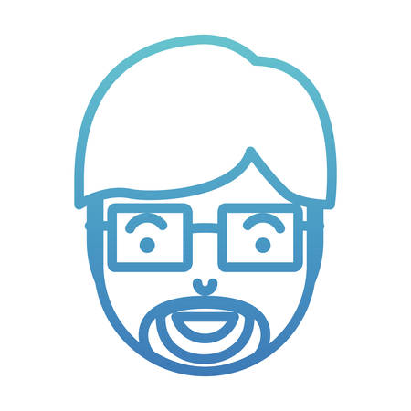 young man head with beard and glasses vector illustration designのイラスト素材