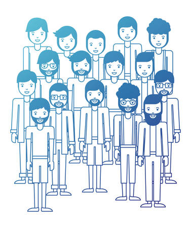 group of men with diferents styles charactersのイラスト素材