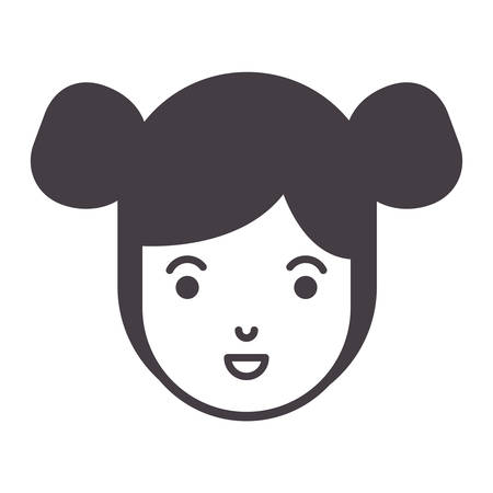 beautiful and young woman head character vector illustration designのイラスト素材