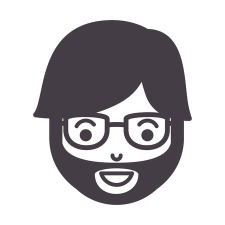 young man head with beard and glasses vector illustration designのイラスト素材