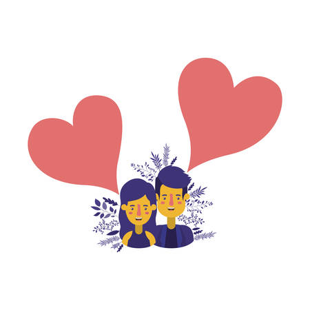 couple avatar with hearts speech bubbles vector illustration designのイラスト素材