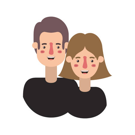 couple avatar characters icons vector illustration designのイラスト素材