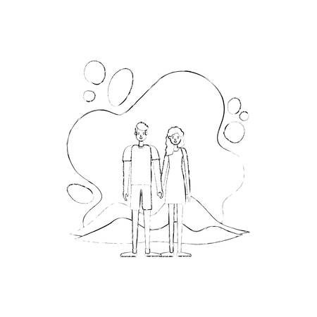 couple in the terrain characters vector illustration designのイラスト素材
