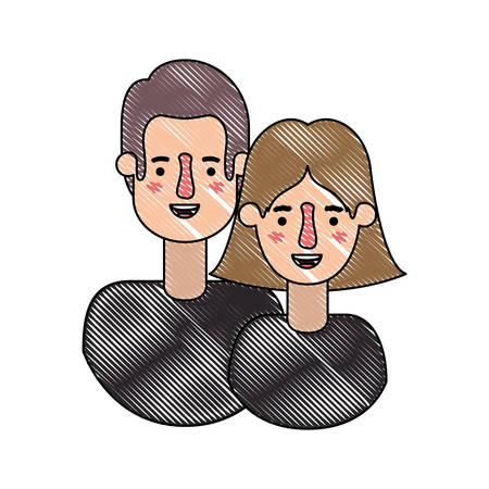 couple avatar characters icons vector illustration designのイラスト素材