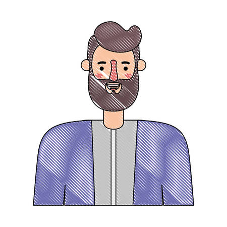 young man with beard avatar character vector illustration designのイラスト素材