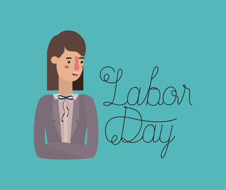 happy labor day card with businesswoman vector illustration designのイラスト素材