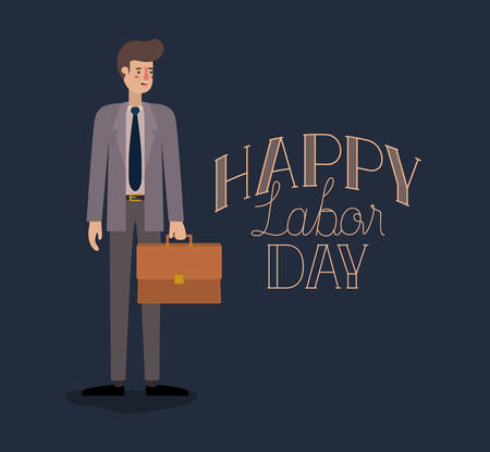 happy labor day card with businessman vector illustration designのイラスト素材