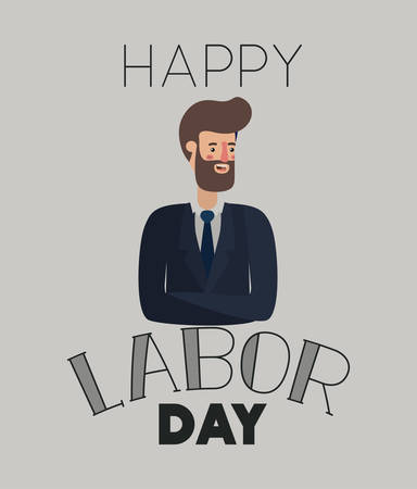 happy labor day card with businessman vector illustration designのイラスト素材