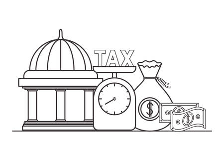 scale with taxes and set icons vector illustration designのイラスト素材