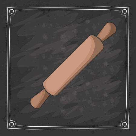 Rolling pin icon. Bakery food daily and fresh theme. Frame blackboard and grunge background. Vector illustrationのイラスト素材