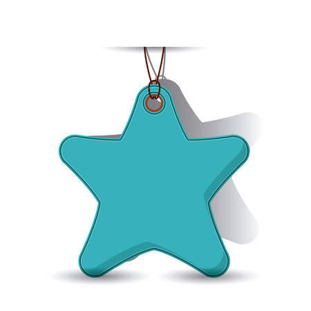 hanging star and blue tag icon. Price offer discount and market design. Isolated design. Vector illustrationのイラスト素材