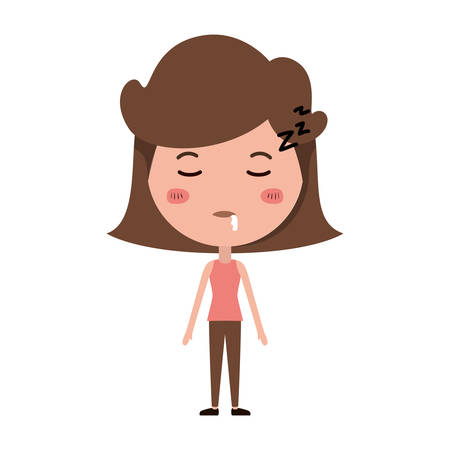 cartoon woman asleep kawaii character vector illustration designのイラスト素材