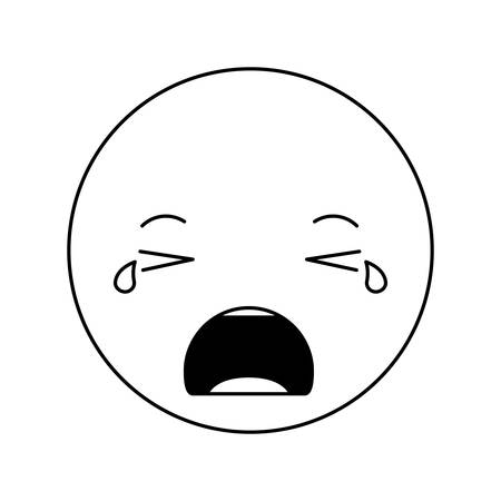 cartoon crying head kawaii character vector illustration designのイラスト素材