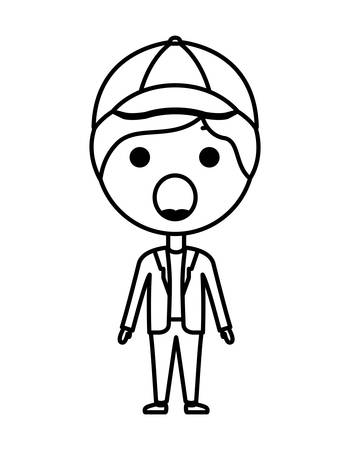 cartoon man surprised character vector illustration designのイラスト素材