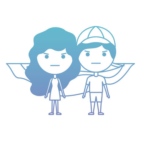 cartoon furious couple on field kawaii characters vector illustration designのイラスト素材